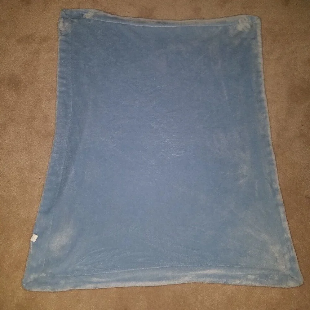 Baby Thro Blue Embossed Blanket Forest Animals Bear Deer Raccoon Rabbit